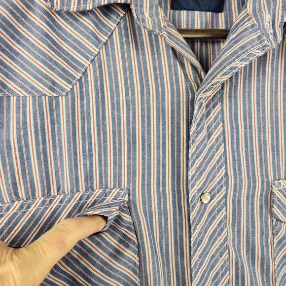Wrangler Western Shirt Vintage Striped Men’s SZ M Cowboy Pearl Snaps Rodeo - Picture 6 of 16